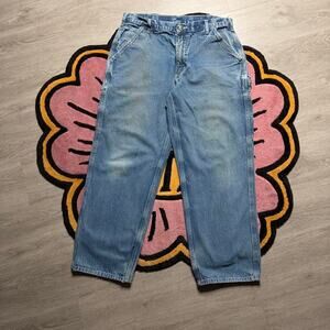 Vintage Y2K Carhartt Distressed Faded Carpenter Denim Jeans 34x29 Blue